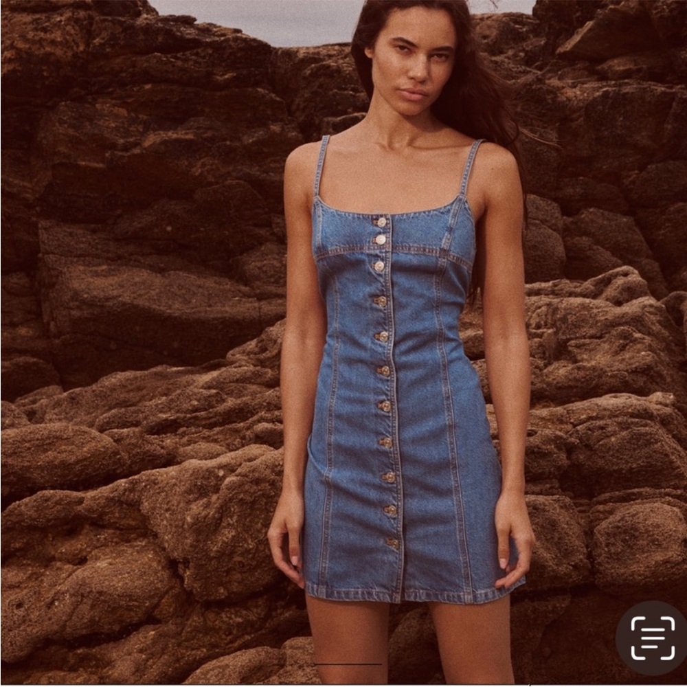 Zara TRF Buttoned Denim Dress